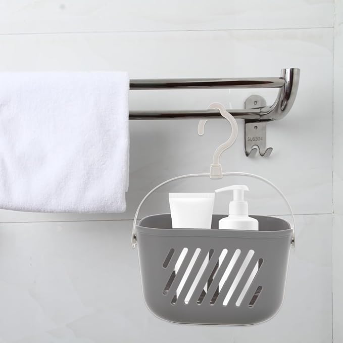 PRETYZOOM Hanging Shower Basket with Hook 8.26 X 5.51 X 5.11 Inch Plastic Bathroom Organizer for Toiletries and Cleaning Supplies Space-Saving Hanging Shower Caddy