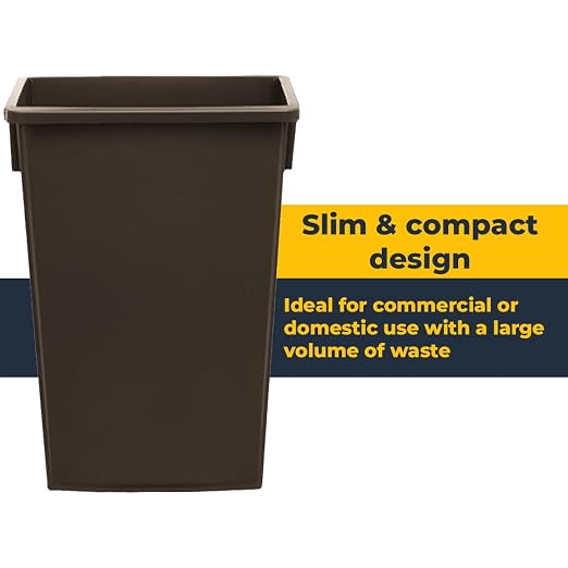 3 Pack 23 Gallon Waste Bin, Heavy-Duty Trash Can, Slim Rectangular Garbage Bin, Durable Waste Container, Recycling Bin, Plastic Wastebasket for Kitchen, Garage, Hotels, Restaurants, Office