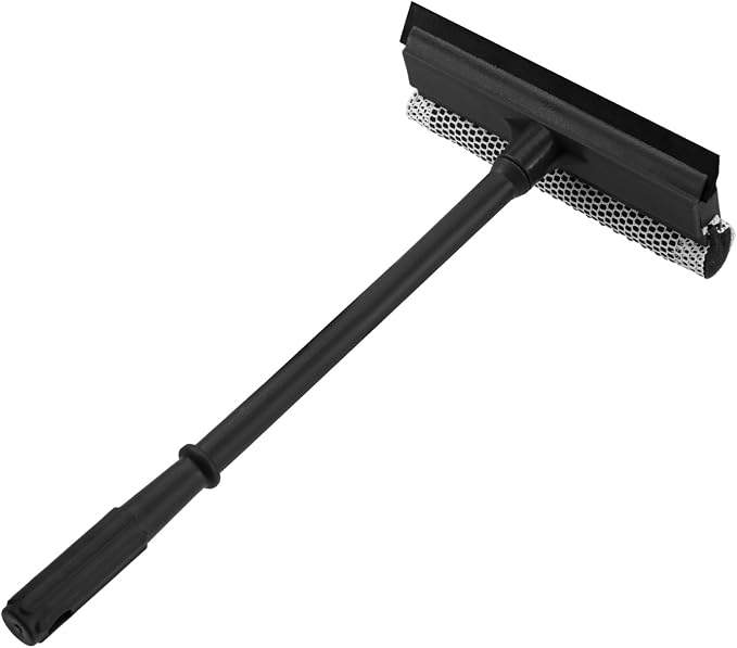 15.9" Window Squeegee for Car,2 in 1 Window Cleaner with Long Stainless Steel Handle,Sponge Car Squeegee for Gas Station, Glass,Shower,Outdoor High Window Cleaning (15.9")