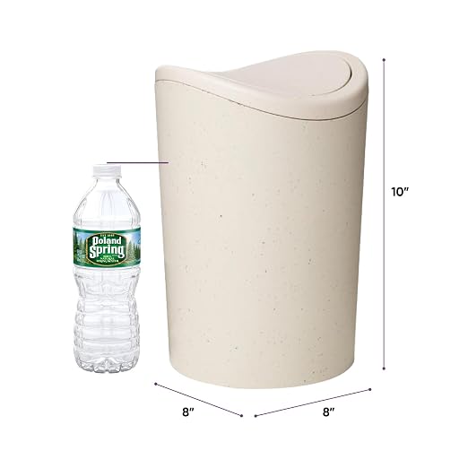 Superio Small Bathroom Trash Can with Lid, Modern White Mini Waste Bin with Swing Lid (1 1/2 Gallon, 6 Liter) Plastic Garbage Can for Kitchen, Bathroom, Bedroom, Office, Under Desk (1, Ecohome)