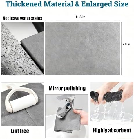 Thickened Magic Cleaning Cloths - 10 Pack Premium, Streak/Lint/Scratch-Free for Cars, Ultra-Absorbent Reusable Rags for Screens, Glass, Windows, Kitchen & Mirror, Durable, Gray (11.8''x 7.8'')