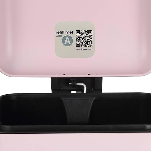 happimess Betty 8 Gal Step Trash Can Soft-Close Lid, Blush Pink | Removable Liner, Semi-Rectangular, Steel Pedal, Iron Powder Coated, 27" Height, Non-Skid Base