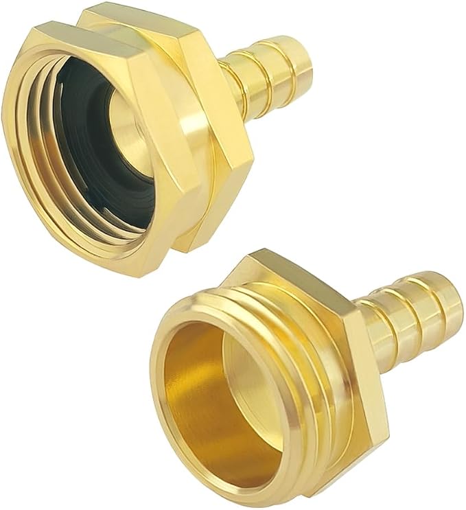 Hooshing 1/4" Garden Hose Repair Kit Male and Female Hose Mender End Repair | Heavy Duty Brass Hose Connector, with Stainless Clamps