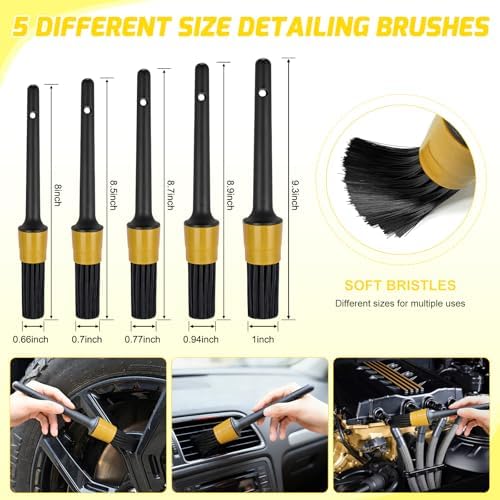Nilight 37PCS Car Detailing Kit for Interior Exterior Car Care, Yellow | car wash cleaning kit with storage bag, Deep Clean Car Care Glass Windshield Dashboard Seat Air Vents Wheels Tires