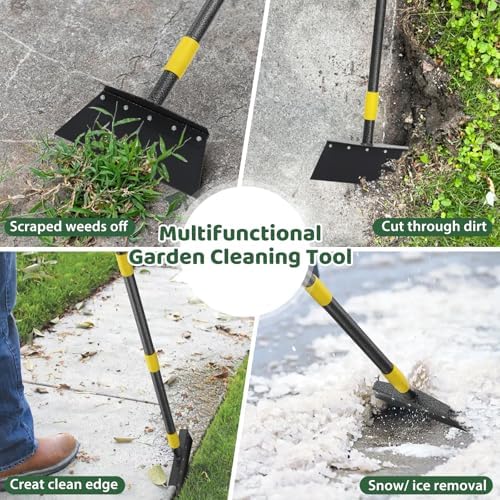 Ice Scraper, Snow Shovel, 2 Spades, 74" Detachable Garden Flat Shovel Scraper, Multifunctional Garden Cleaning Shovels,Heavy Duty Floor Scrapers for Weeding, Edging, Driveway Snow Ice Removal