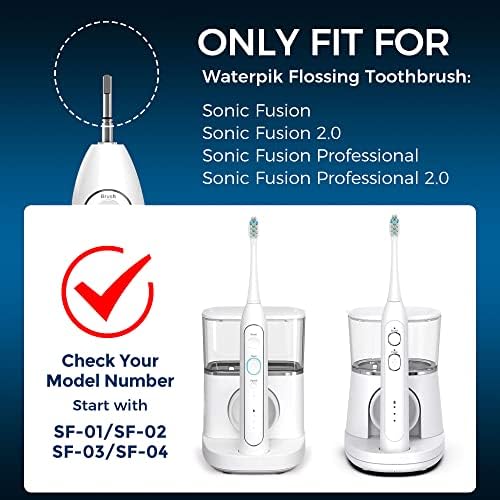 3 Pack Toothbrush Replacement Heads Compatible with WaterPik Sonic Fusion 2.0, FitMount Flossing Brush Head Fit for Water-Pic SF-01W SF-02W and 2.0 SF-03 SF-04