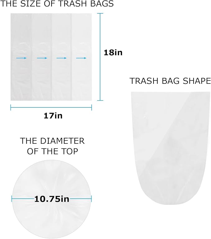 Blue donuts 4 Gallon trash bag liner 500 Count, Garbage bags, 17”x 18” Clear Leak proof Waste basket bin liners for bathroom, office and bedrooms