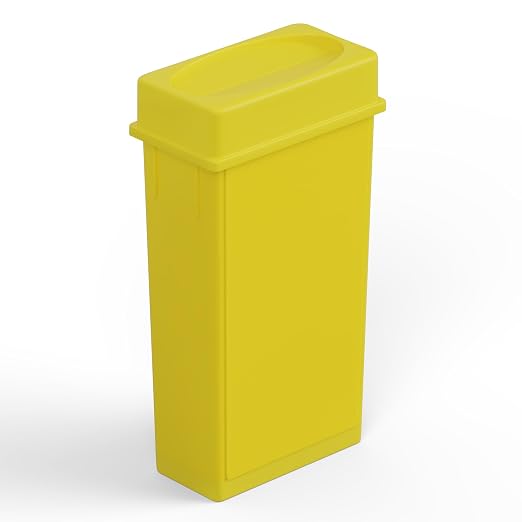 23 Gallon Yellow Rectangular Slim Trash Can with Drop Shot Lid | Great for Home, Commercial, or Restaurant Use.
