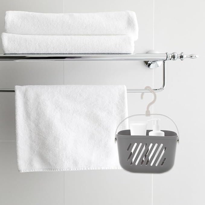 PRETYZOOM Hanging Shower Basket with Hook 8.26 X 5.51 X 5.11 Inch Plastic Bathroom Organizer for Toiletries and Cleaning Supplies Space-Saving Hanging Shower Caddy