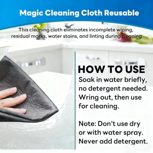 Thickened Magic Cleaning Cloths - 10 Pack Premium, Streak/Lint/Scratch-Free for Cars, Ultra-Absorbent Reusable Rags for Screens, Glass, Windows, Kitchen & Mirror, Durable, Gray (11.8''x 7.8'')