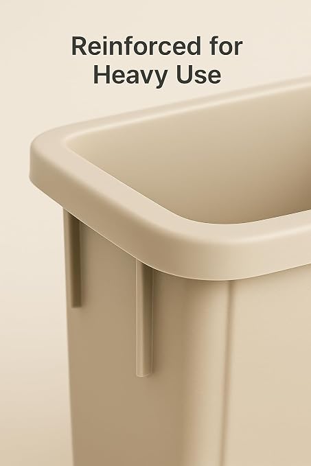 23 Gallon Slim Recycle Bin – Space-Saving Rectangular Recycling Container with Handles, Durable Plastic, Stackable Design for Office, School, Restaurant & Home Use (Beige)