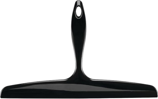 iDesign Bathroom Plastic Shower Squeegee, Black | Wall Hook Included