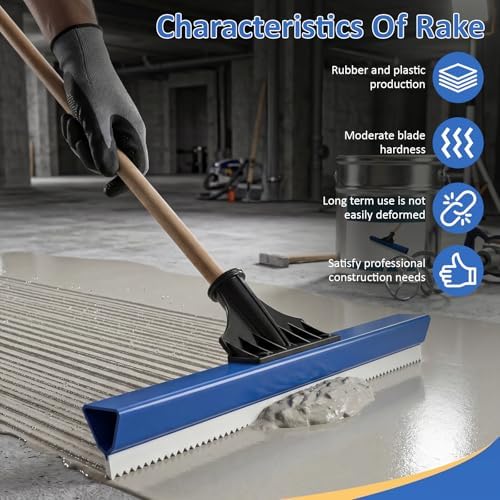 2 Pack 16 Inch Epoxy Floor Squeegee, Notched Squeegee for Self Leveling Cement Urethane Epoxy Floor Tool for Professional Project Home Work (Blue, 2)