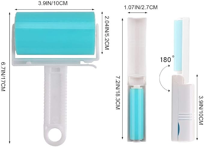 NUOBUT Reusable Sticky Lint Roller, 2 Large & 2 Mini, 4 Pack | Washable Pet Hair Remover for Clothes, Travel and Home, Sticky Surface Removes Lint and Dust, with Protective Cover
