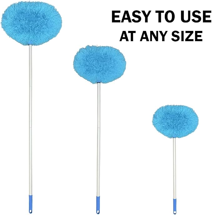 Evelots Ceiling Fan Blade Brush Cleaner - Long Extension Pole - Brush Both Sides at the Same Time - Scratch Resistant Microfiber Feather Cobweb Duster - Extra Long with Reach up to 12 Feet
