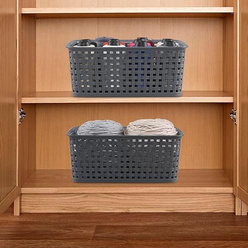 6-Pack Plastic Woven Storage Baskets, Small Baskets