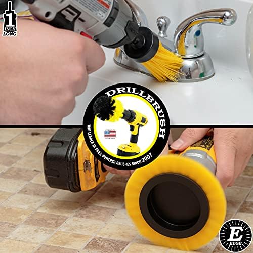 Tile and Grout Cleaning Drill Brush Set - Bathroom Scrub Brush for Drill | 3 pack Drill Brush Power Scrubber Cleaning Brush Yellow Medium Stiffness - Shower Floor Scrub Brush for Drill - Crevice Brush