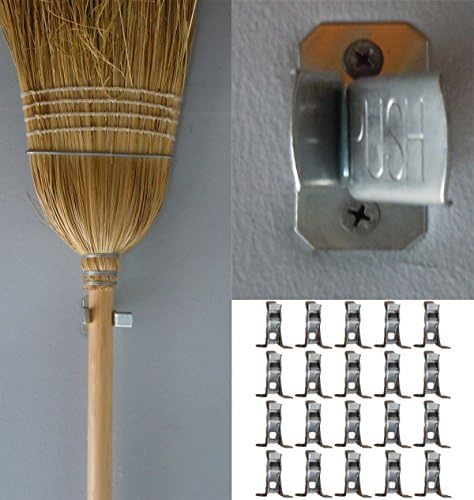 Black Duck Brand 20 Metal Spring Grip Clamps Garage Closet Wall Organizer for Brooms, Mops, Rakes, Etc. (20 Pack)