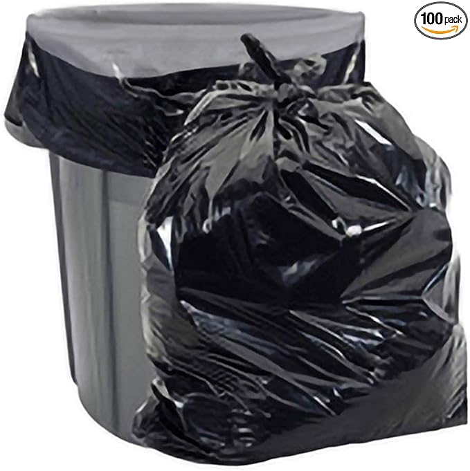 Aluf Plastics 42 Gallon Trash Bags - 2.0 MIL (eq) Black Heavy Duty Trash Can Liners - 33" x 47" - Pack of 100 - For Contractor, Industrial, Commercial, & Outdoor