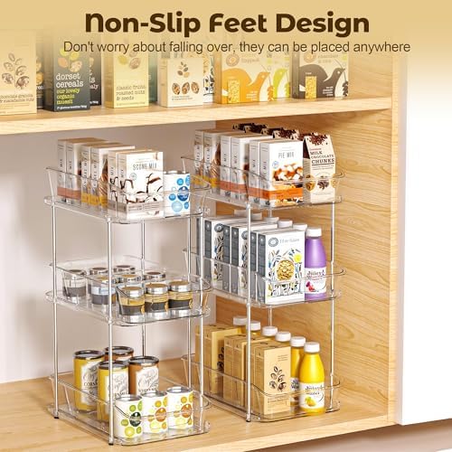 incostar 2 Sets of 3-Tier Bathroom Under Sink Organizers | Pull-Out Storage, With Dividers, Slide-Out Clear Storage, For Cupboard Bathroom Vanities Cabinet