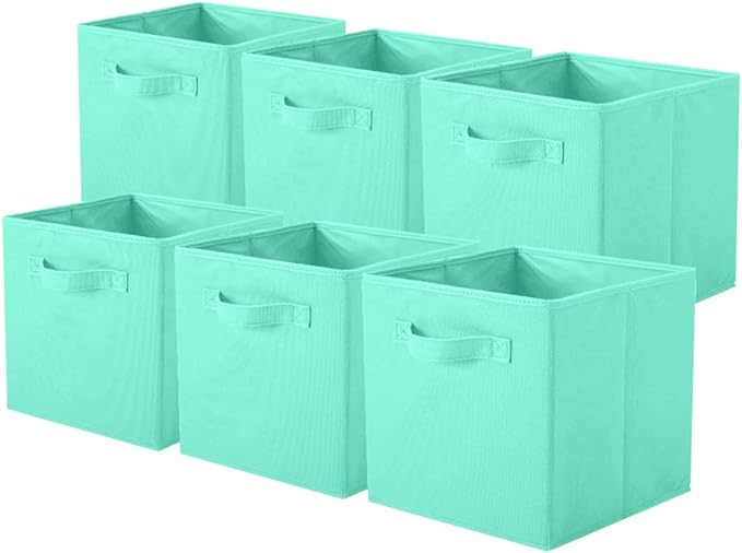 ShellKingdom Storage Bins, Foldable Fabric Storage Cubes And Cloth Storage | Storage Organizer For Closet And Toys, 10.5x10.5x11 INCH, 6 Pack (Mint Green)
