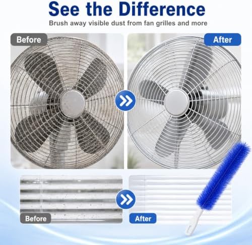 Aquanexis 90 Flexible Ceiling & Fan Dust Magnet, Easy to Clean, Hanging Holes, Soft Bristles, Flexible and Reusable, Suitable for Fans, Curtains, Car Vents, and More