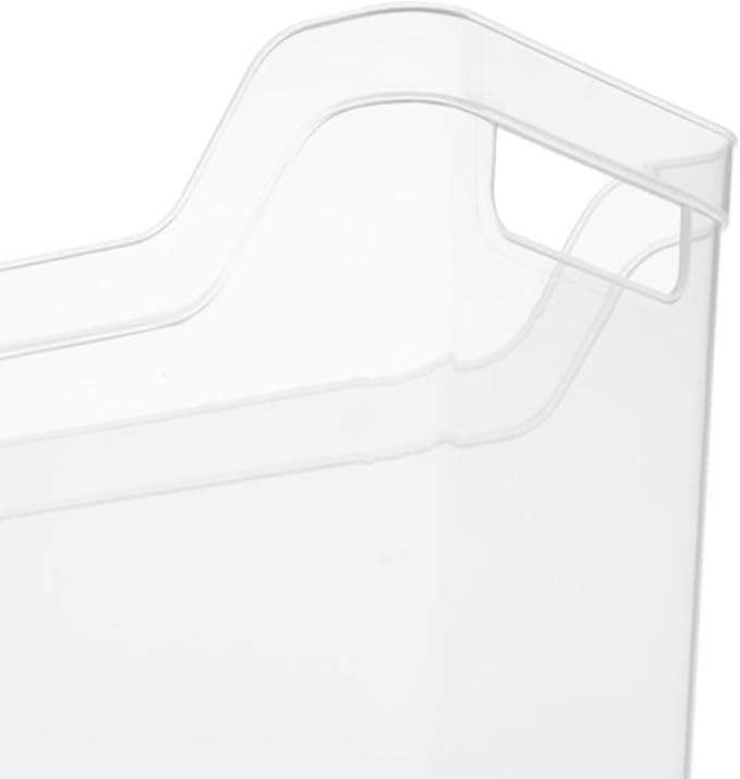 Sterilite Narrow Shelf Bin Organizing Plastic Container, Home Kitchen or Office Storage Tote, Open Top Basket with Handles, 18 Pack, Clear