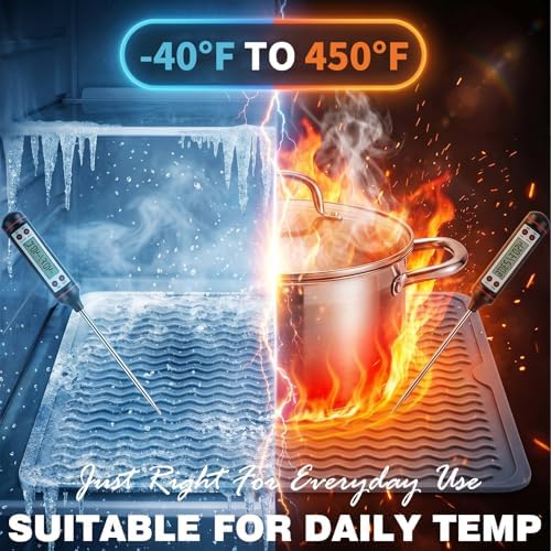 2 Pack Caketime Silicone Dish Drying Mat for Kitchen Counter Multiple Usage for Baking Cooking Grilling Under Sink Office Coffee Accessories Apartment Appliances Pioneer Woman Stuff 12"x12" Blue