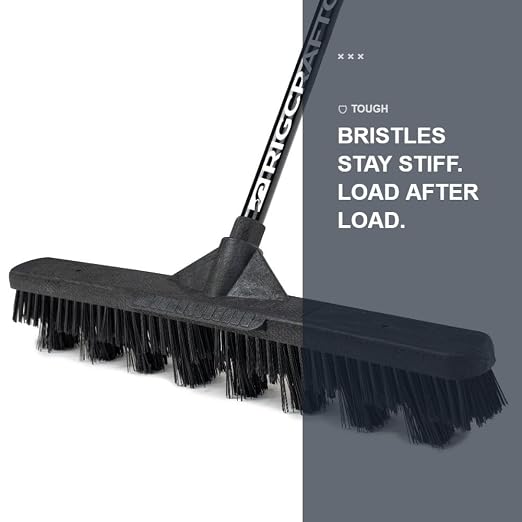 RIGCRAFTOR Heavy Duty Reefer Trailer Broom Brush, Wide Head Push Broom, Stiff Synthetic Bristles for Grooved Floors, Professional Truck and Semi Trailer Cleaning Tool, Black