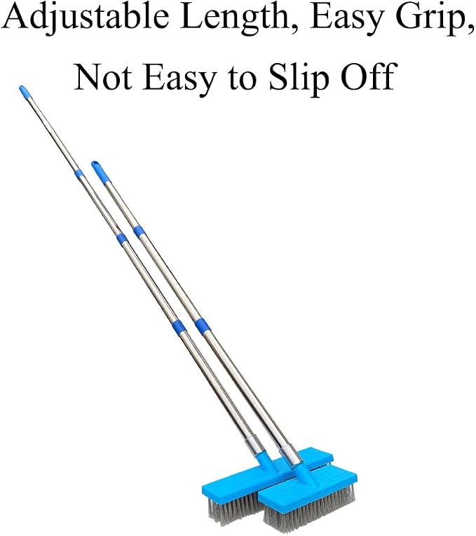 Stainless Steel Deck Brushe Heavy Duty Bristle Broom Floor Scrubber for Cleaning Moss, Garage, Patio, Garden, Outdoor(L)