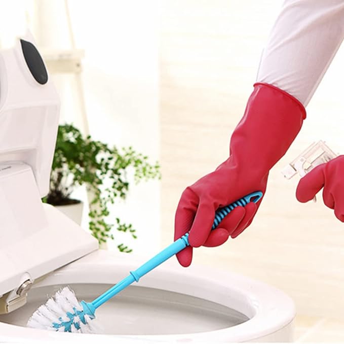 Alimat PluS Dishwashing Gloves Latex Free, Without Liner, 3 Pairs, Medium | Reusable Rubber Gloves with Non Slip Embossed Texture, Waterproof Nitrile Cleaning Gloves for Laundry, Gardening