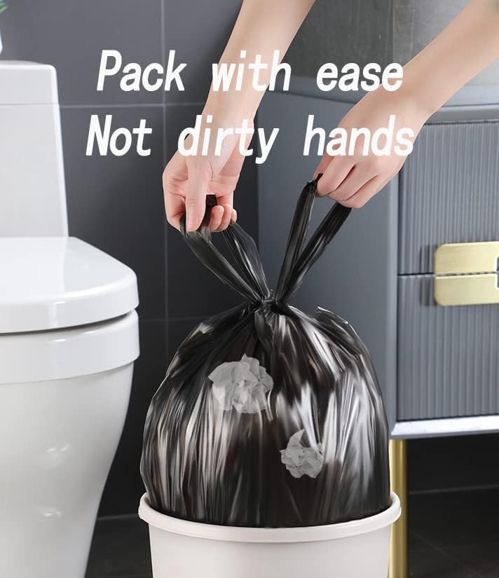 Small Black 4 Gallon Trash Bag,Handle,200 Counts Small Garbage Bags | Thicken Value, For Bathroom Bedroom Office Kitchen