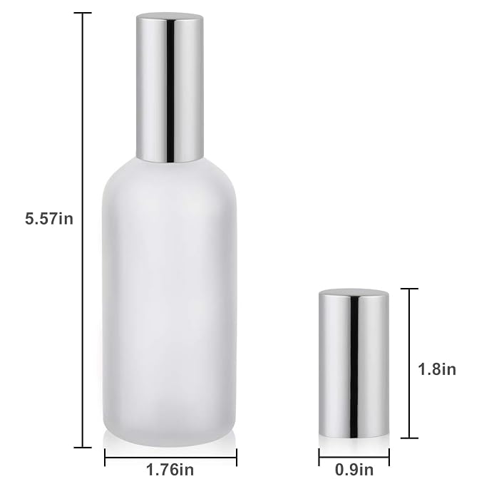 Empty Frosted Glass Spray Bottle 3.4oz, 2 Pack | Perfume Atomizer, Fine Mist