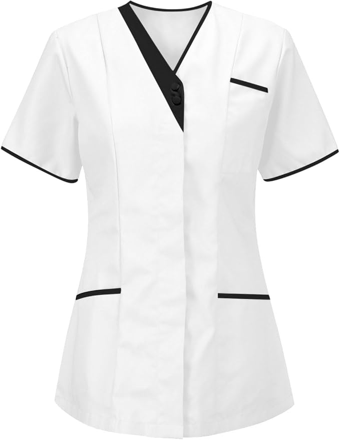 Womens Scrub Tops Fitted Short Sleeve Scrubs for Women Housekeeping Uniform Cleaning Uniforms 2026 Nurse T-Shirts