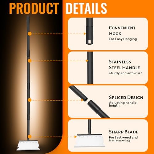 Garden Flat Shovel Scraper, Multifunctional Garden Cleaning Shovel with 59 Inch Long Handle, Heavy Duty Outdoor Floor Scraper for Weed Cleaning,Trenching,Edging and Removing Snow,Ice,Weeds,Dirty,Moss