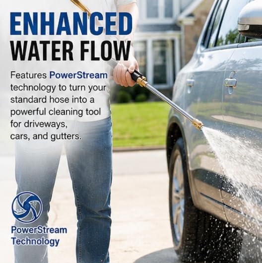 High Pressure Power Washer Wand for Garden Hose - 2026 Upgraded Water Jet Nozzle with 3 Spray Tips, Heavy Duty Brass Connector for Car Wash, Patio, Driveway, and Deck Cleaning (1pc)