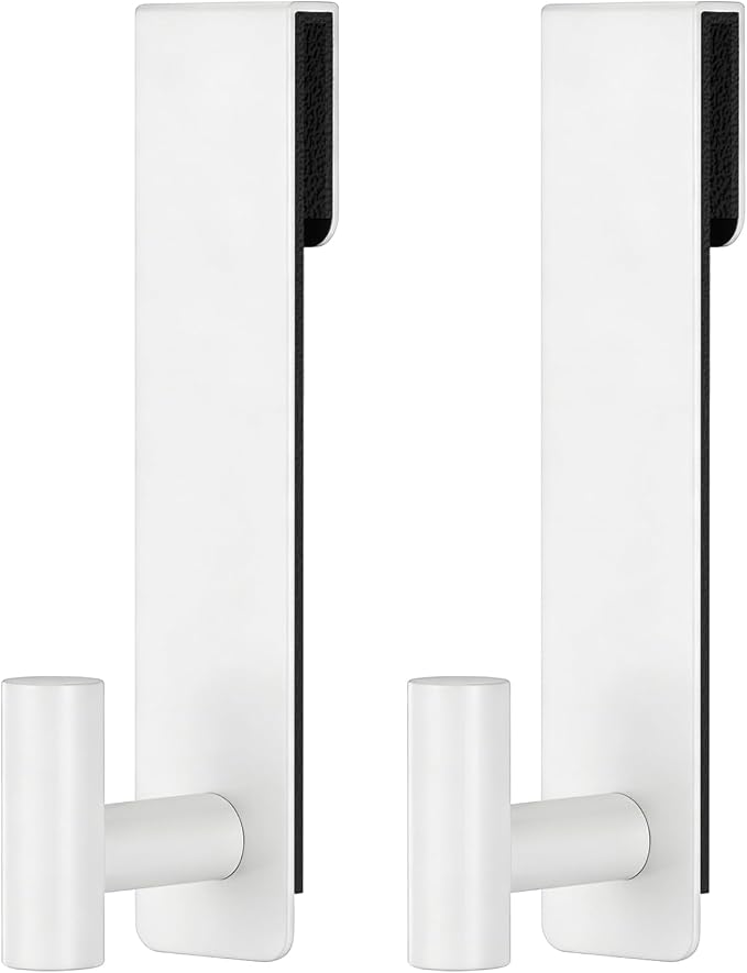 PMMASTO White 7.5 Inch Shower Door Towel Hook, Fits 3/8-Inch Glass | Heavy-duty Stainless Steel, Extended T-shaped Design, for Towels Bathrobes on Frameless Glass Shower Doors