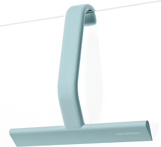 JustHang Shower Squeegee with Built-in Hook, 10-Inch Slate Blue | Award-Winning Design, All-One-Piece Soft-Touch Silicone, for Glass Door, Bathroom, Window, Mirror, Tile Wall, Car