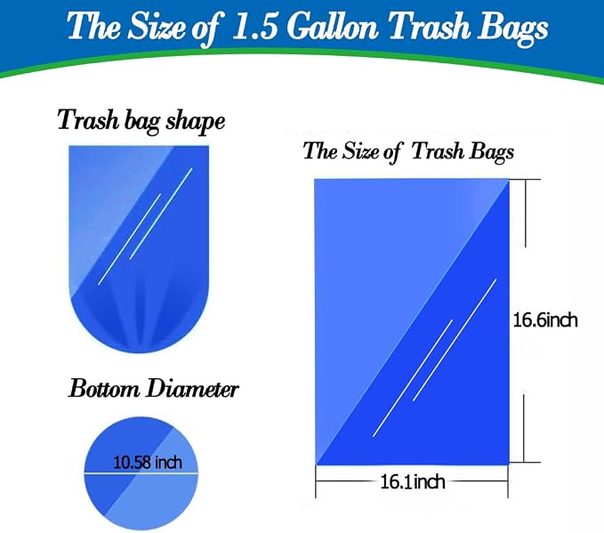 Hommaly 1.5 Gallon 200 pcs Small Clear Trash Bags(Fit1.3-1.6 Gal), Strong 1.3 Gallon 1.6 gallon Garbage Bags,Bathroom Trash Can Bin LinersUnscented,Mini Bags for Waste Basket Liner,Fit 5-6 Liters