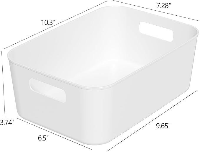 12 Packs Plastic Pantry Organizing Bins, Small Open Storage Bin | White Plastic Container, Cabinet Organizer Bin