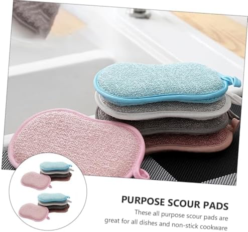 KOMBIUDA 10pcs Non-Scratch Scrub Sponge Pads for Dishwashing Kitchen Cleaning Comfortable Grip Multifunctional Sponge Scrubbers for Dishes and Non-Stick Cookware Random Color