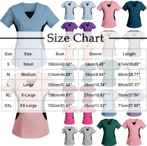 Women's Scrub Top V-Neck Tops, Moisture Wicking and Stretch Breathable Housekeeping Uniforms, Medical Nurse Shirt