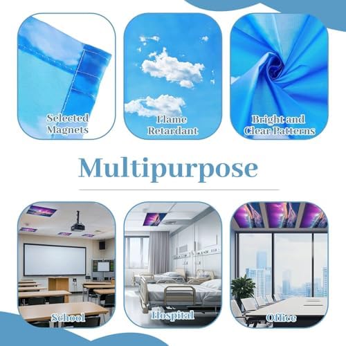 4 Pack Fluorescent Light Covers for Ceiling Lights snowy mountains starry Fantastic Winter Magical Landscape snowy Decorative Magnetic Fluorescent Light Filters for Classroom Office Home 4x2 ft