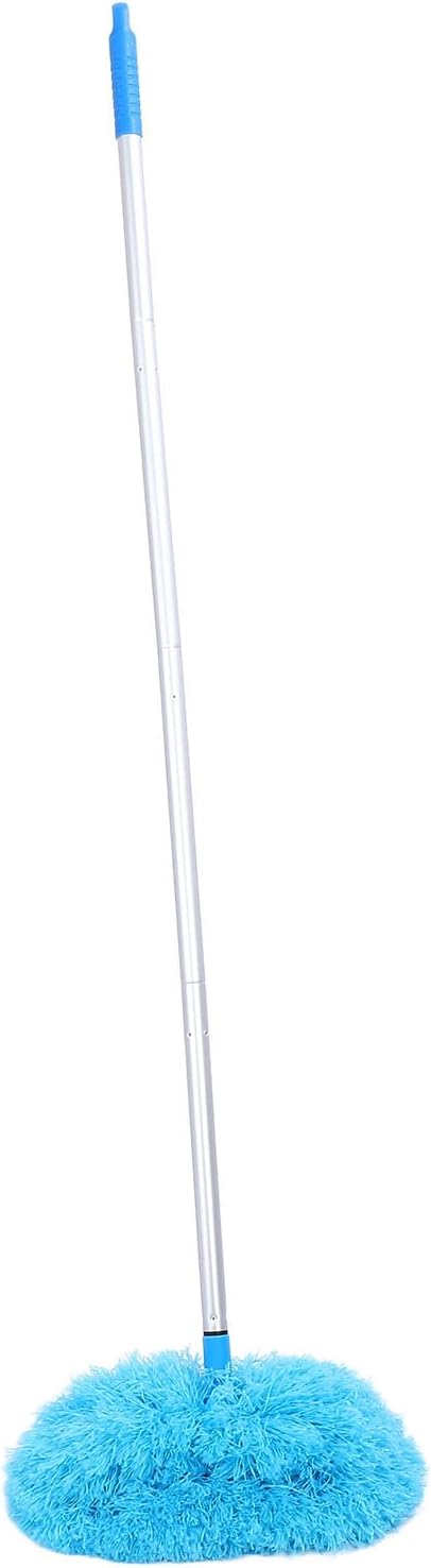Zopsc 140cm Extra Long Round Duster, 360 Degree Rotation Ceiling Fan Duster, Washable High Dusting Tool for High Ceilings Furniture Cobwebs (Blue)