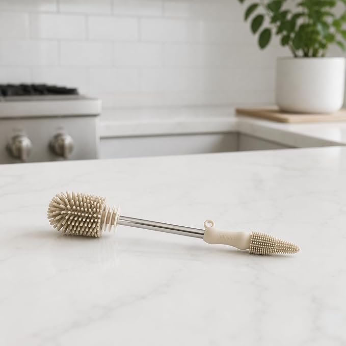Haakaa Food-Grade Silicone Double-Ended Cleaning Brush (Brush-Pebble) | Household Cleaning Brushes Food-Grade Silicone Dishwasher Safe