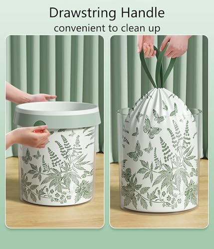 6-8 Gallon Small Trash Bags No-Tearing Drawstring 1.1 Mil Thick - 50Count for Bathroom Kitchen Toilet Home Office and Bedroom