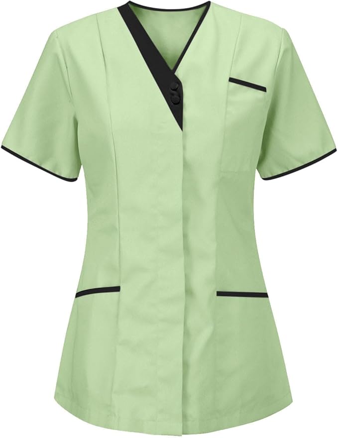 Housekeeping Uniforms - Scrub Tops for Women - Women's Lightweight Stretchy Scrubs for Cleaning Jobs Uniform
