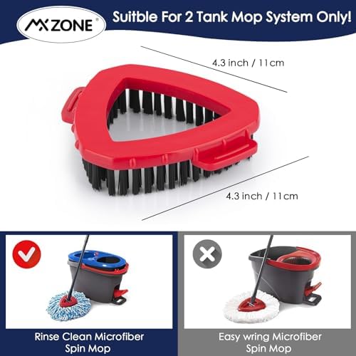 Scrub Brush & Mop Base Replacement for O-Cedar RinseClean 2-Tank System | Includes 1 triangle base and hard-PP mop scrubber brush head; 180-degree swivel tackles soap scum. Not for EasyWring 1-Tank.