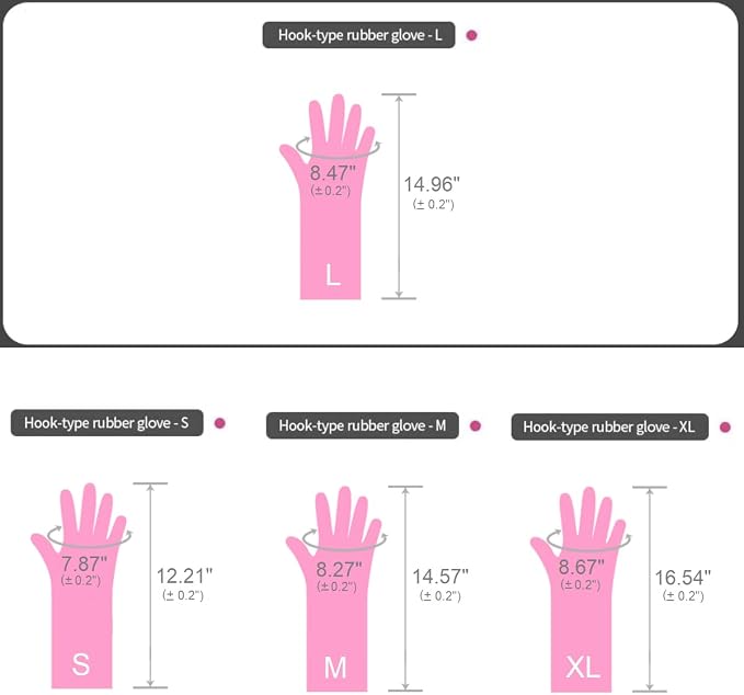 Myungjin Reusable Waterproof Non-Slip Dishwashing Household Cleaning Rubber Gloves with Hang-Dry Hook (4 Pairs/Large)