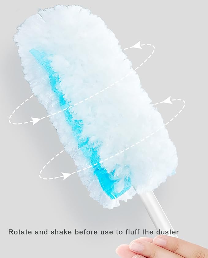 360 Degree Dusters Multi Surface Duster Refills Kit Extender Handle (1 Long Handle to + 1 Short Handle + 12 Duster Refills)
